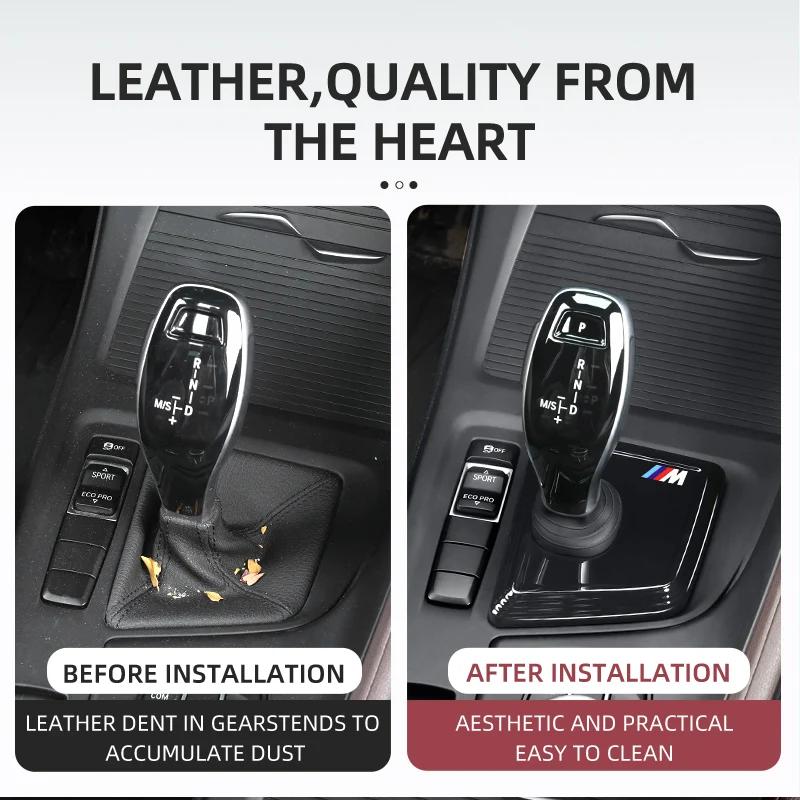ZUWG9 New For BMW X1 X2 F48 F39 Carbon Black Car Gear Panel Cover Trim Gear Shifter Knob Boot Cover Auto Interior Decoration Acce
