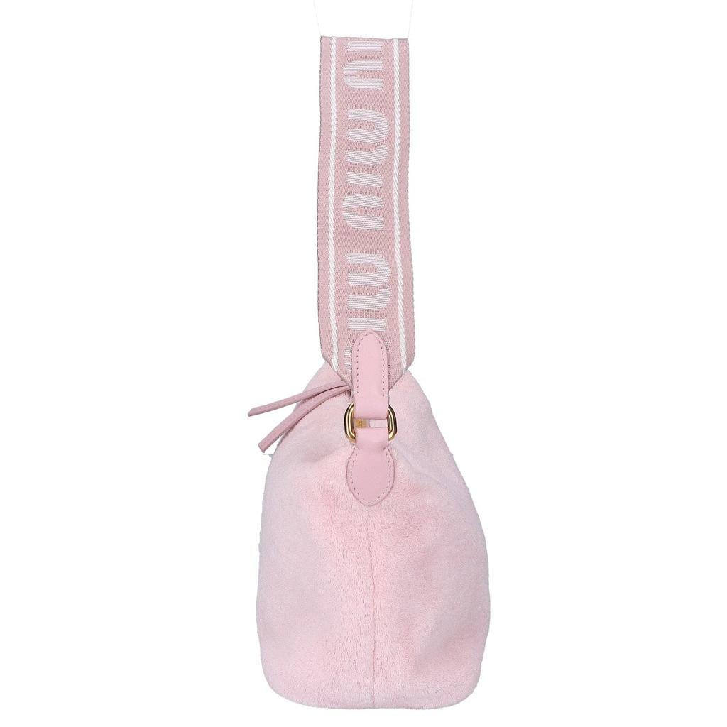 MIUMIU Отличное состояние 5NE841 Материал ворс махровая ткань мини-сумка холст основной одна лямка Сумка для рук Розовый / Золотая фурнитура Б/у