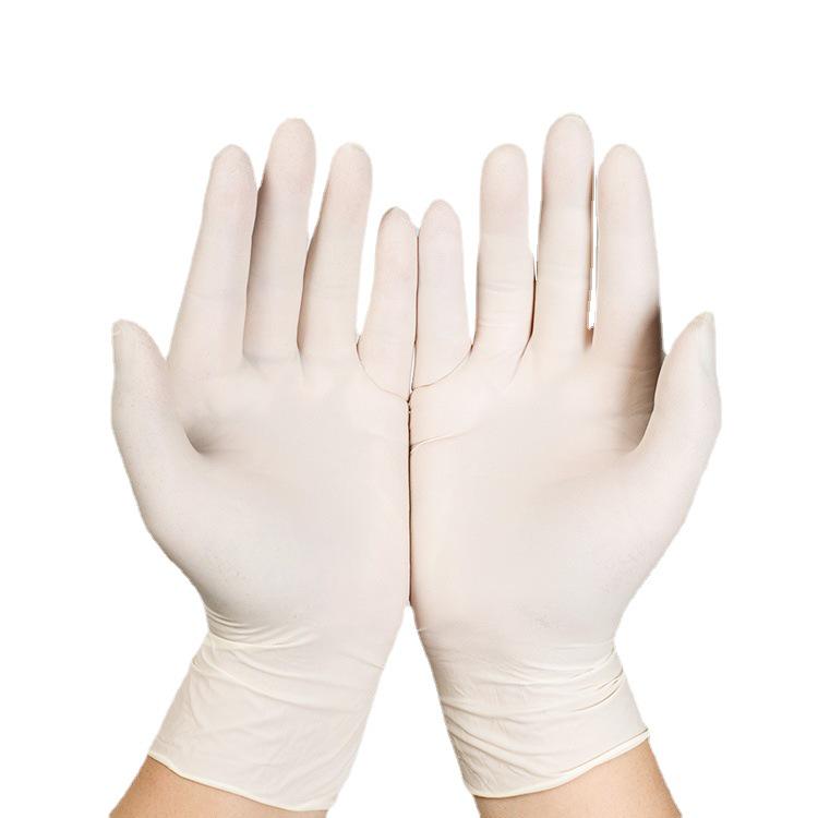 Durable White Latex Rubber Disposable Gloves - Food Grade, Wear-Resistant, Thickened for Catering and Labor Protection