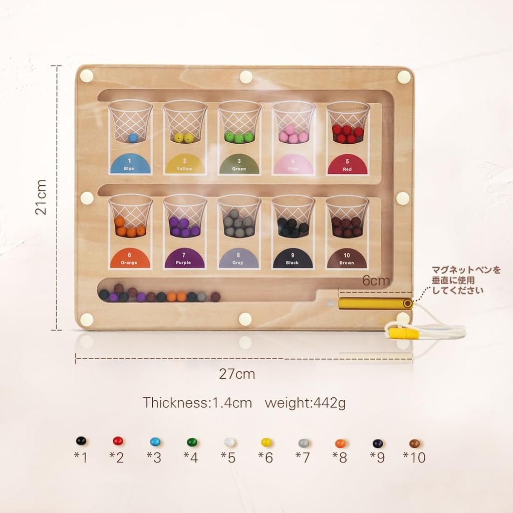 Mamimami Home Maze Wooden Fingertip Color Number Educational Wooden Board 3 Years 4 Years 5 Years Old and Entrance Birthday Gift Board, Magnet, Toy,