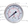 JIVTO Glycerine Filled Pressure Gauge 2.5 Inch Dia 1/4 NPT Back Mount 30,60,100 Psi & Bar