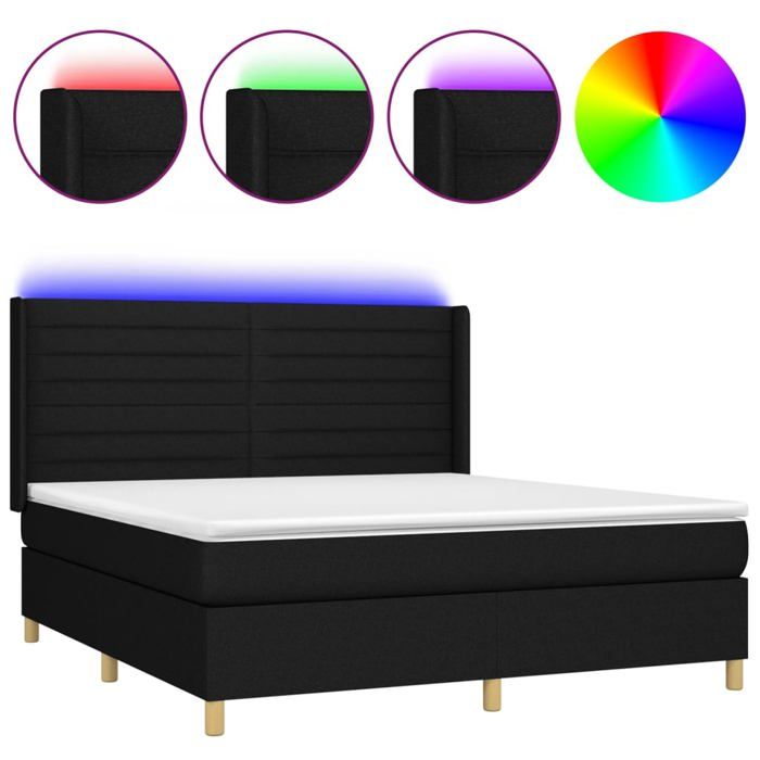 VidaXL Slat Bed Base with Mattress and LED, Upholstered Bed, Double Bed, Adult Bed for Interior Bedroom, 3138975
