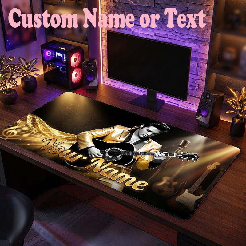Elvis Presley Customized Name Text Mouse Pad, Large Desk Mouse Mat Personalized Home Office Present