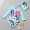 Trendy Korean Toddler Girl's One-Piece Sunscreen Swimsuit Set