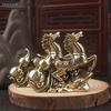 Brass "Horse To Success" Figurine - Feng Shui Wealth Statue With Gourd  Coins For Home Office Decor