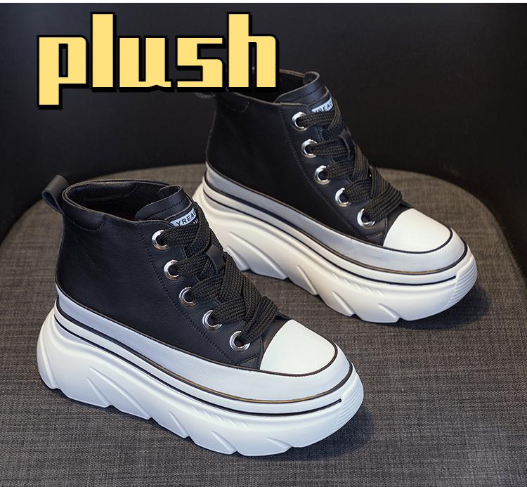 Little White Shoes for Women's Spring  Autumn Thick Sole High Top Shoe Board Shoes New Casual Sneakers Womens Platform Shoes