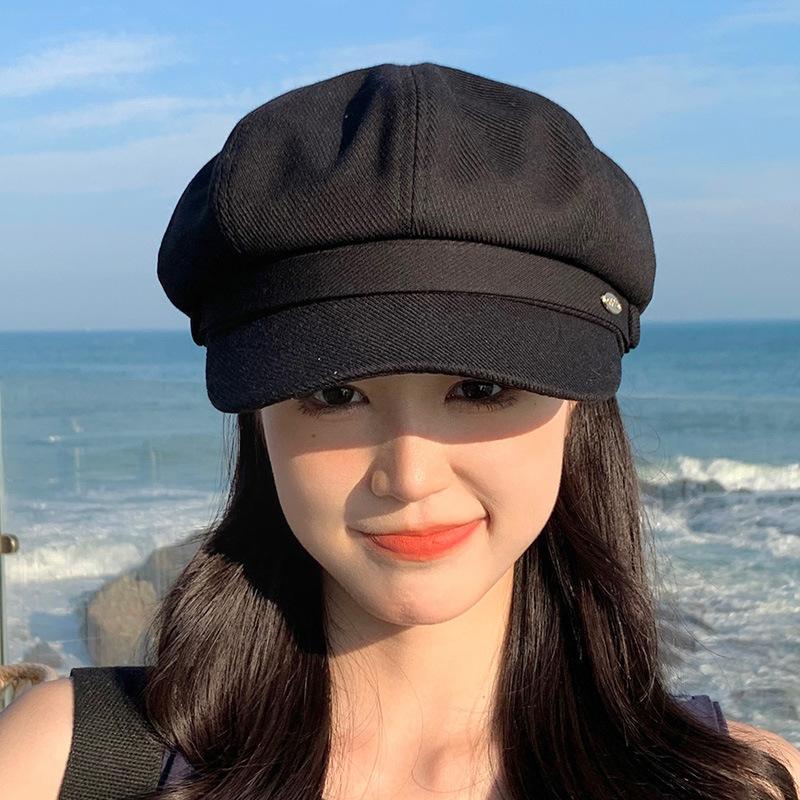 Small octagonal hat female spring summer British retro painter beret versatile cap thin