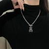 Cute Sweet and Cool Black Bear Necklace Female Collarbone Chain, New Light Luxury Niche Sweater Sweater Chain
