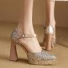 Fashion Sequins Fashion Women's Shoes 2024 Summer New High Heeled Sandals Large Size Women's Shoes Gold Silver