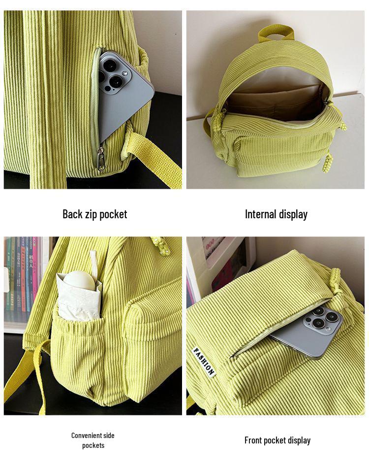 Стильный вельветовый легкий рюкзак: Дорожная, школьная и студенческая сумка для поездок