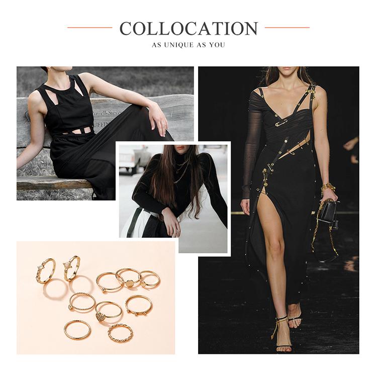 Bisaer Rhinestones & Round Beads Alloy Ring-girl Set for Ladyies Daily Jewelry