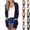 Women's Fashion Casual Halloween Printed Long Sleeve Mid-Length Cardigan Jacket