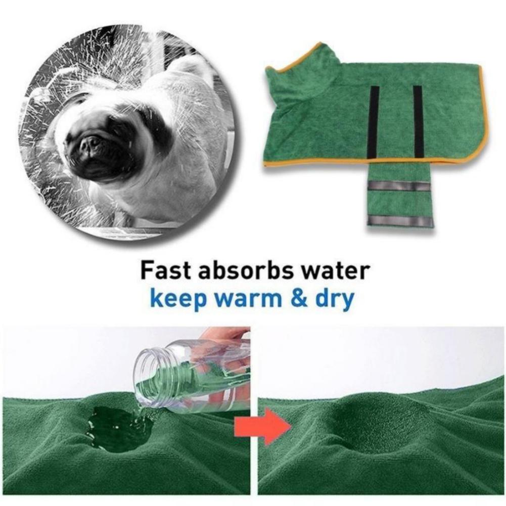 Pet Dog Bathrobe Super Absorbent Pet Bath Towel Quick Dry Soft Adjustable Bath Bags Robe