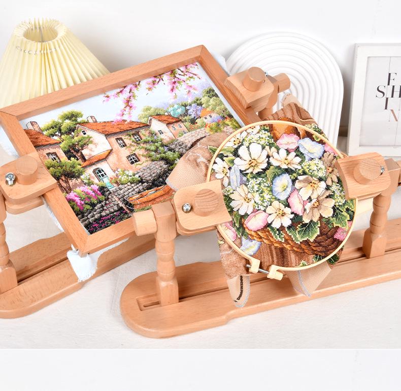 Регулируемая деревянная рама для вышивания из бука: Многофункциональная пяльца для вышивки крестом с зажимом для фиксации натяжения