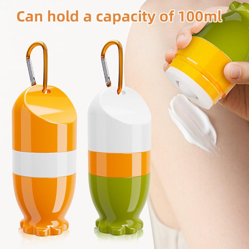 Refillable Portable Sunscreen Roller Applicator,100ml Sun Cream Roller with Hook,Rollball Sponge Applicator for Men and Women,Travel,Beach and Hiking