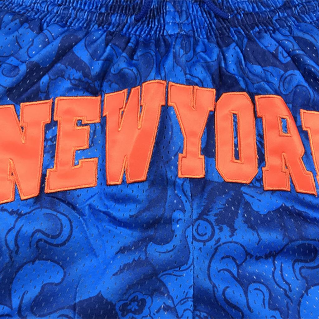 Шорты для баскетбола Knicks Retro с вышивкой и завязками, укороченные, тренировочные