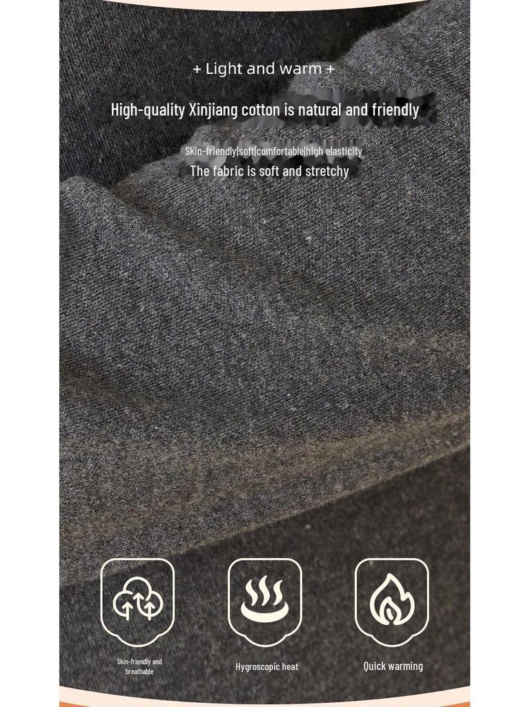 Arctic Fleece Cotton Men's Thermal Underwear Set: Lightweight Autumn/Winter Half-High Collar Top & Pants