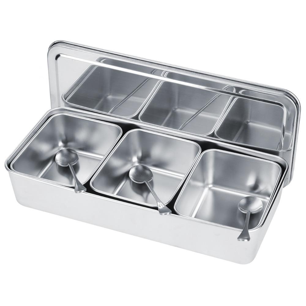 With Lids Stainless Steel Seasoning Box Stainless Steel Condiment Container Box For Restaurant