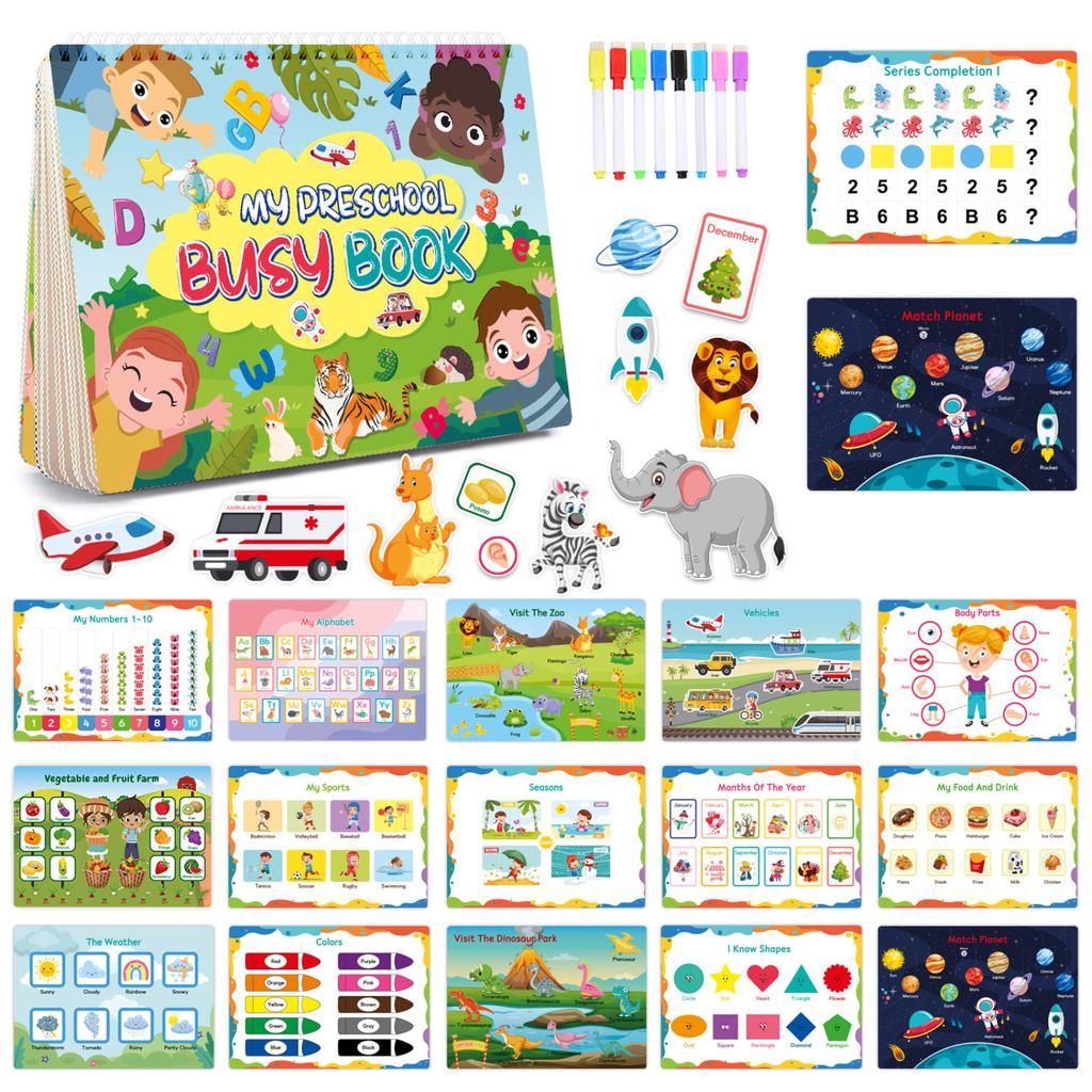 Early Education Quiet Book, Children DIY Sticker Book, Puzzle Enlightenment, Repeated Pasting, Busy Book