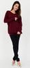 Sleeping Sheep Loose Slightly Long Cotton Knit Simple Plus Sizes for Women Fit, V-Neck Sweater, Tunic, (Wine, LL-3L)