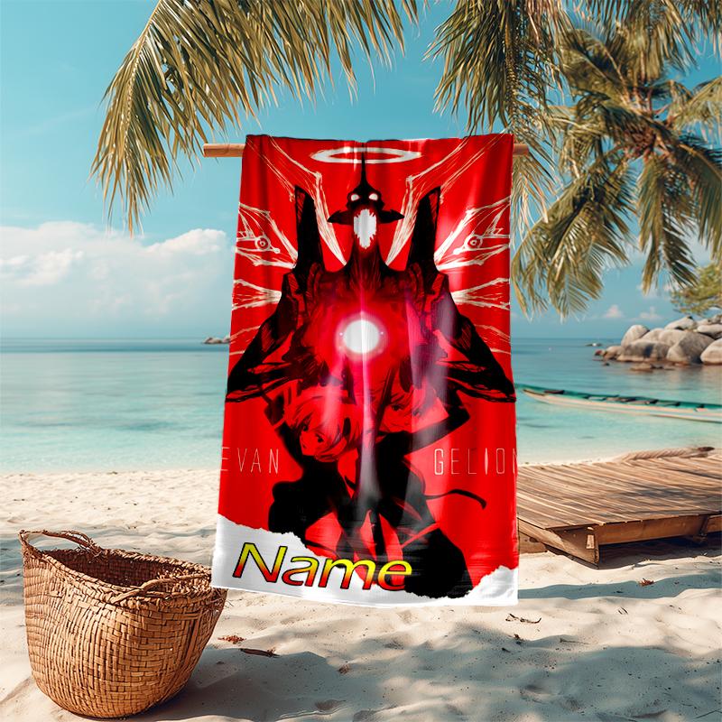 Personalized customized proof beach towel with Neon Genesis Evangelion pattern - soft, absorbent,quick-drying,perfect swimming,camping&bathing