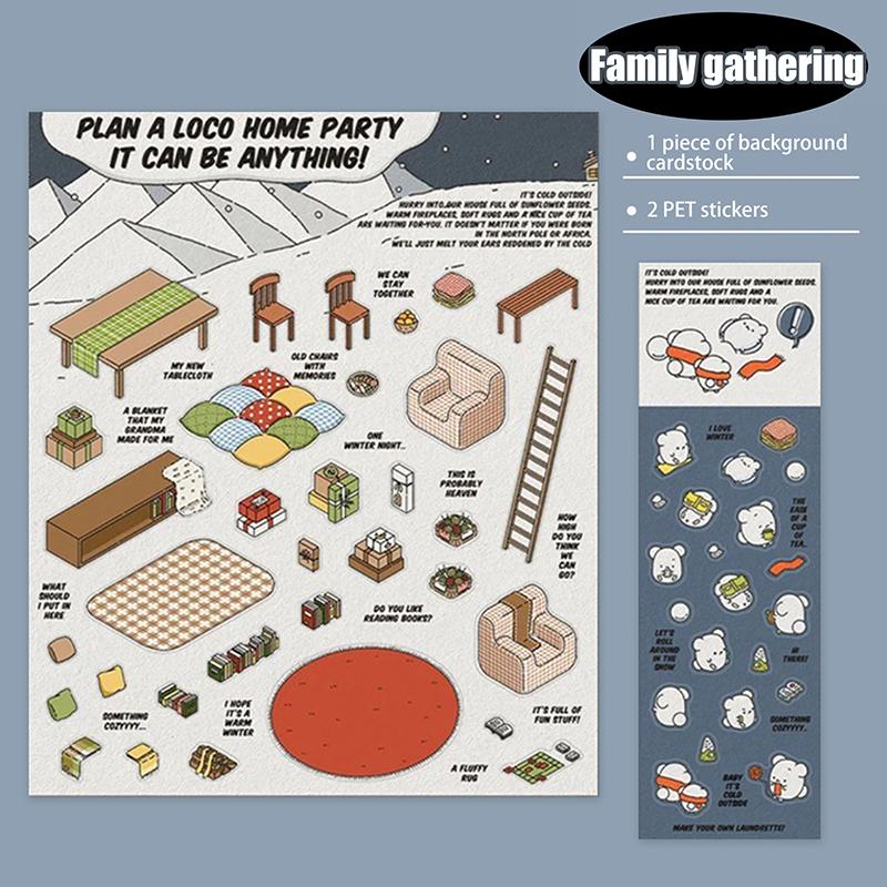 1 набор забавных наклеек для супермаркета, выпечки, милых корейских мультяшных сцен для взрослых и детей, снятие стресса, сделай сам, 3D-наклейки для дома