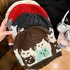 Fair Isle Style Jacquard Cat Knitted Hat Warm Printing Knit Cap Jacquard Pattern Beanies  Outdoor