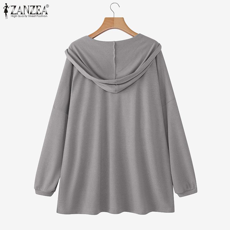 ZANZEA Women Casual V-Neck Long Sleeve Autumnn Pullover Thin Hoodies