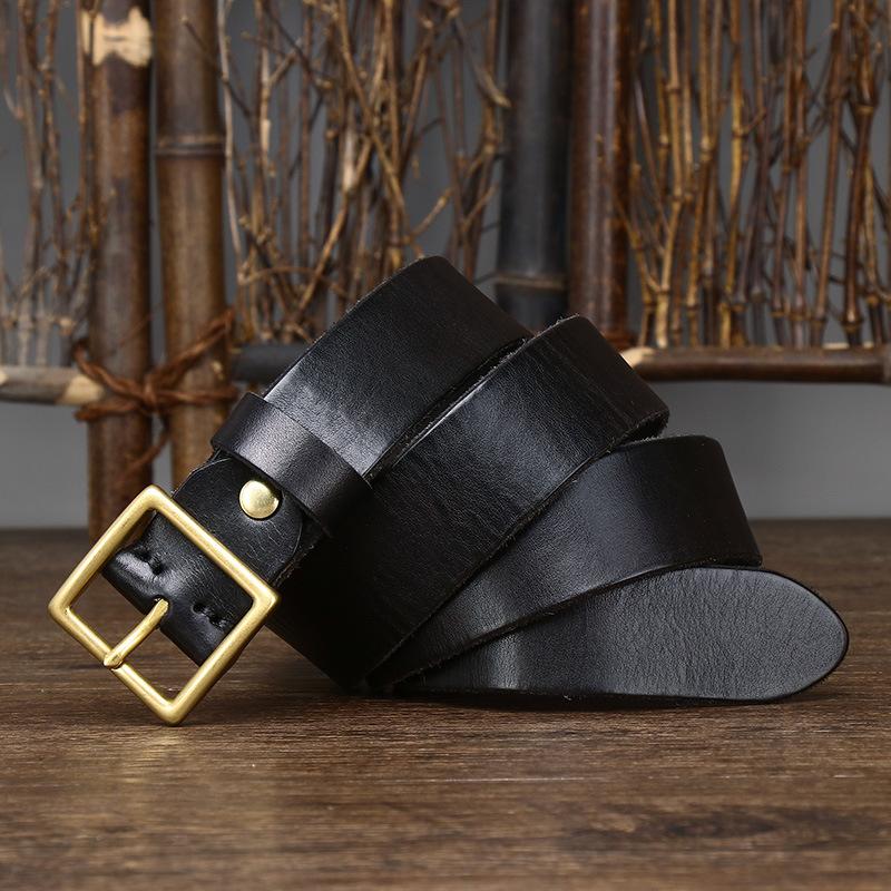 Мужской и женский универсальный ремень ретро пара латунная пряжка ремень кожаный пряжка из натуральной коровьей кожи корейский стиль универсальный