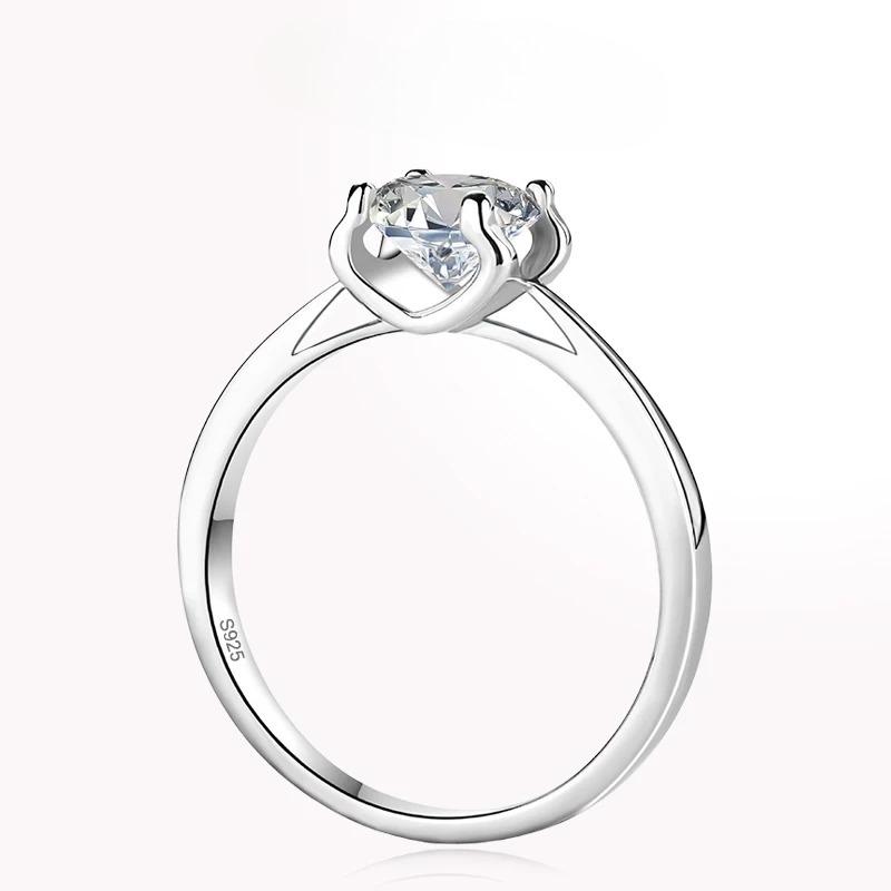 Tezzc Moissanite Ring Sterling Silver Lab Diamond for Women Wedding Engagement Rings Band Jewelry with Certificate