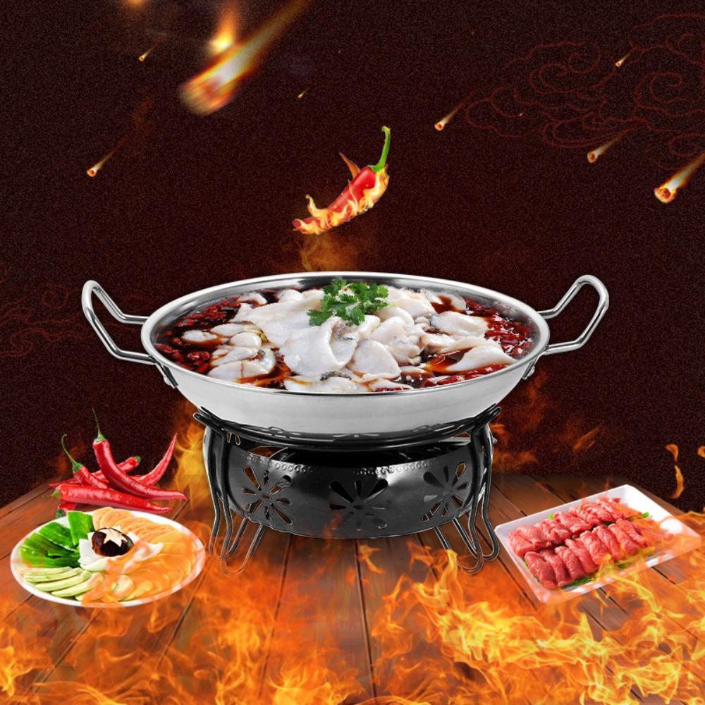 Stainless Steel Dry Boiler Round Dry Pot Alcohol Furnace Small Hotpot Pot  Induction Cooker