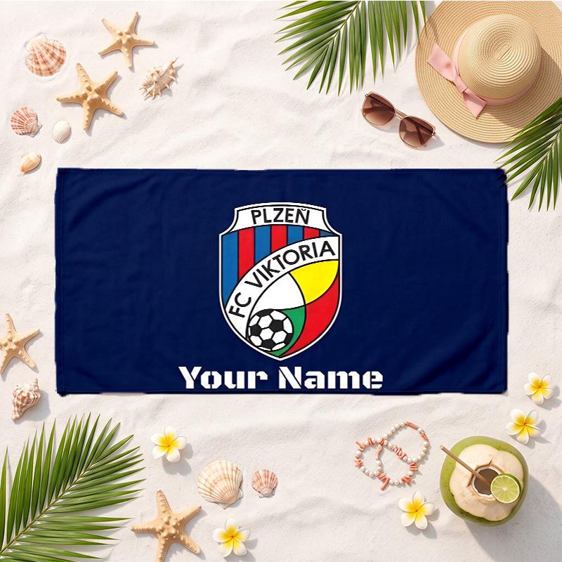 Fc Viktoria Plzen (1) Custom Name Beach Towel Soft Towel Gift for Beach Pool Swimming Vacation