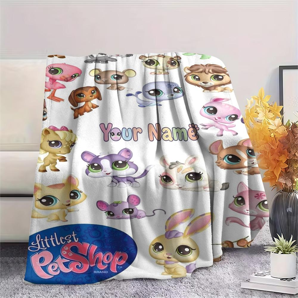 1PC Littlest Pet Shop Custom Name Patterned Flannel Blanket Suitable For All Seasons For Home Decor Warmth And Comfort Gifts Holiday Present