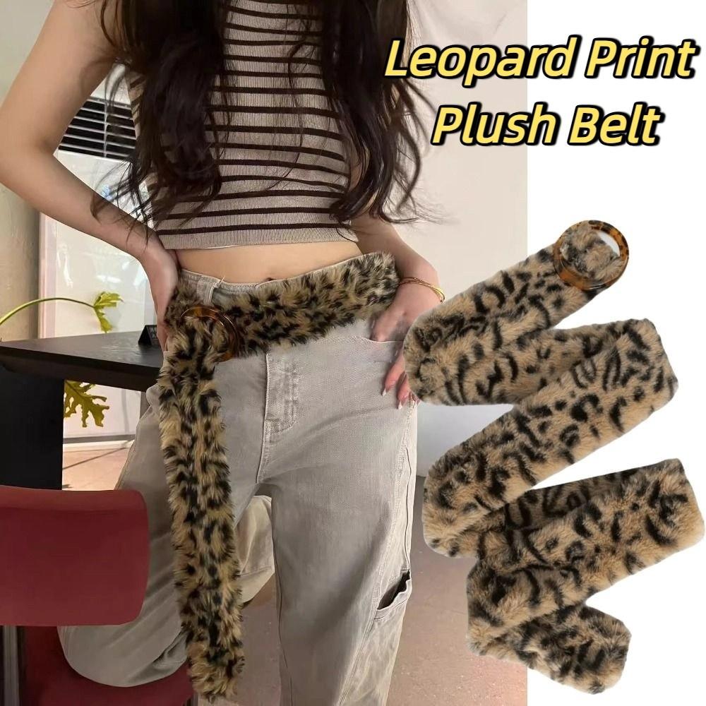 Смола Пряжка Леопардовый Принт Плюшевый Пояс Меховой Аксессуар для Костюмов для Джазовых Танцев Уличная Одежда