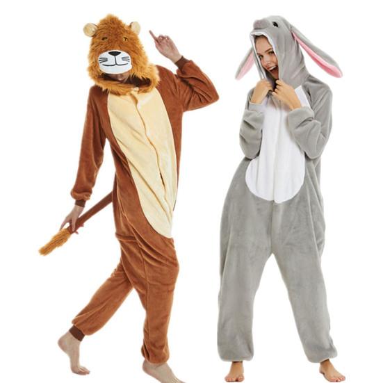 Пижама-комбинезон с животными для взрослых и детей, унисекс, фланелевая, цельная, для сна, костюм для косплея на Хэллоуин, домашняя одежда