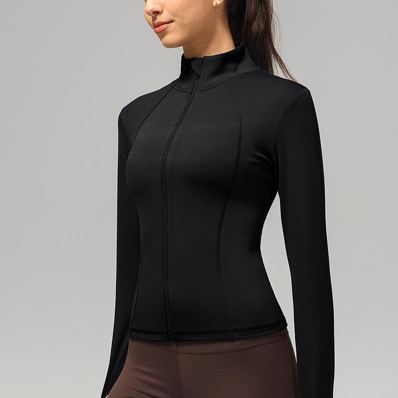 Женская быстросохнущая облегающая куртка с длинным рукавом для фитнеса для бега на открытом воздухе, йоги и тренировок