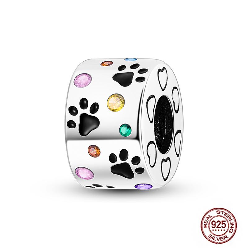 Round 925 Copper Clasp Pave Clip Charms Blue Star Moon Butterfly Slide Safety Chains Spacer Beads Fits Original Bracelet Zircon