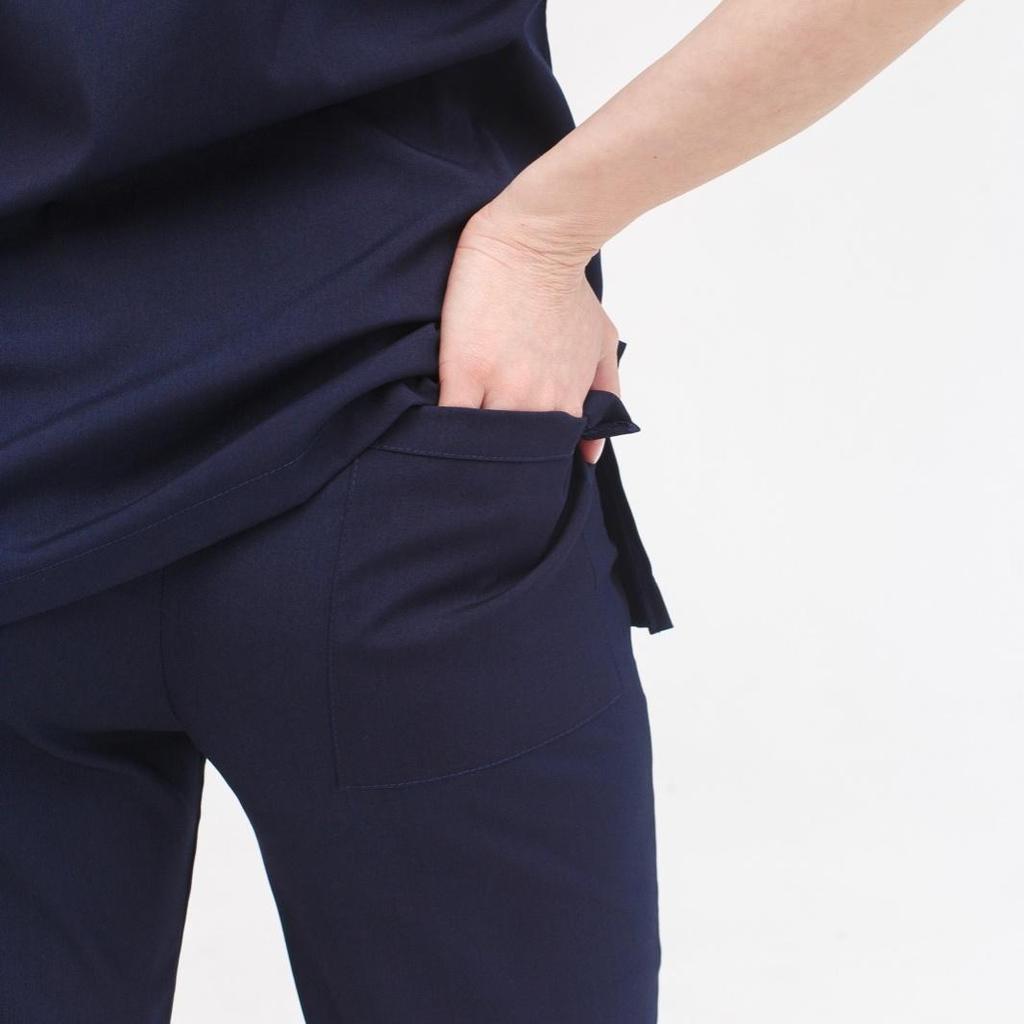 Набор из двух предметов, медицинские скрабы, унисекс, комплект униформы для врачей и медсестер, медицинская форма, хирургический костюм, топы + брюки, с v-образным вырезом, с короткими рукавами, тонкая ткань Tericoton