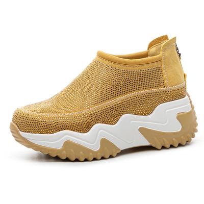 Мода 8 см Воздушная сетка Микрофибра Кожа Массивные Кроссовки Ботильоны на платформе Танкетка Блестящие Высокий Бренд Удобная Весенне-летняя Обувь Женская