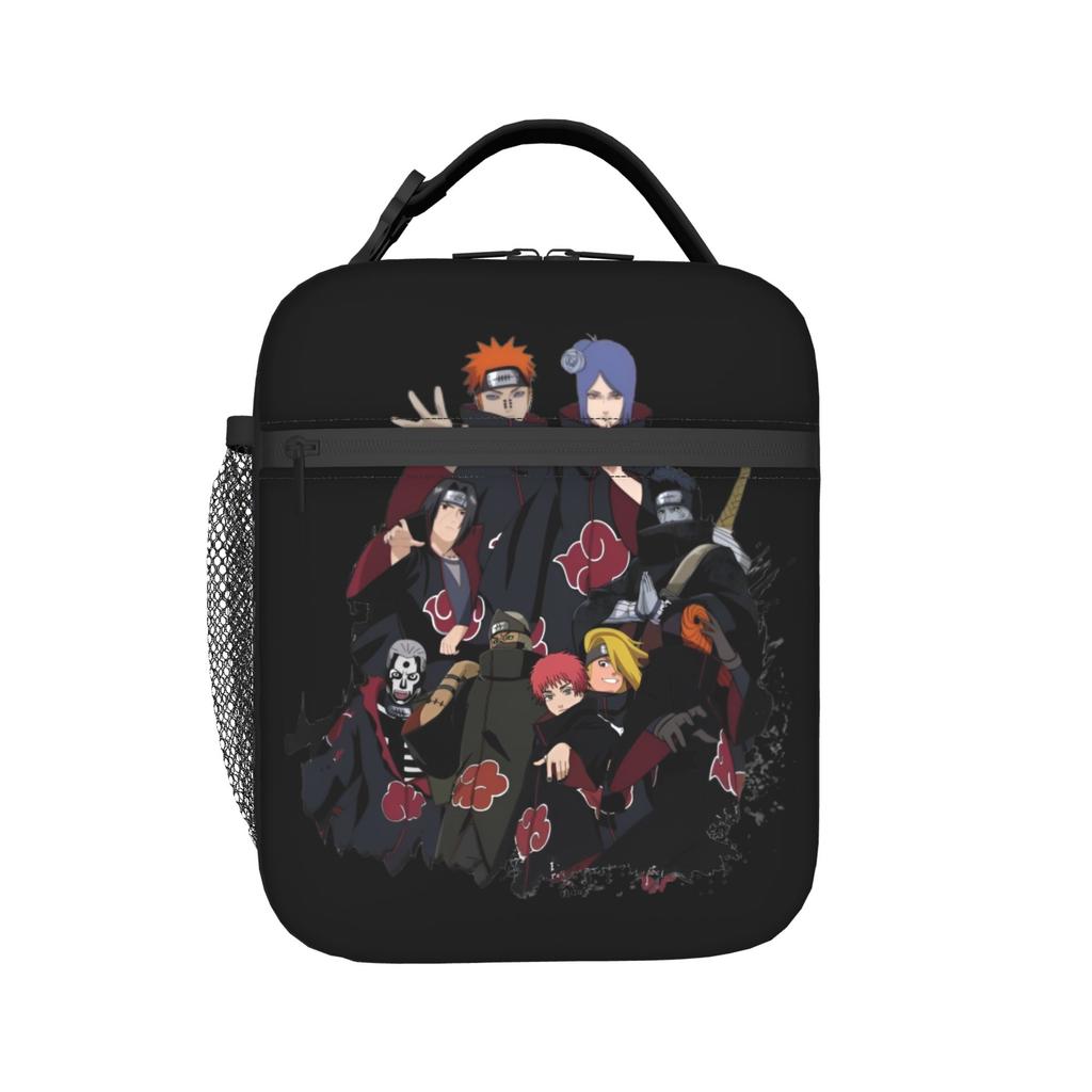 Custom N-Narutoes Akatsukis Insulated Lunch Bags for Camping Travel Anime Leakproof Cooler Thermal Bento Box Unisex