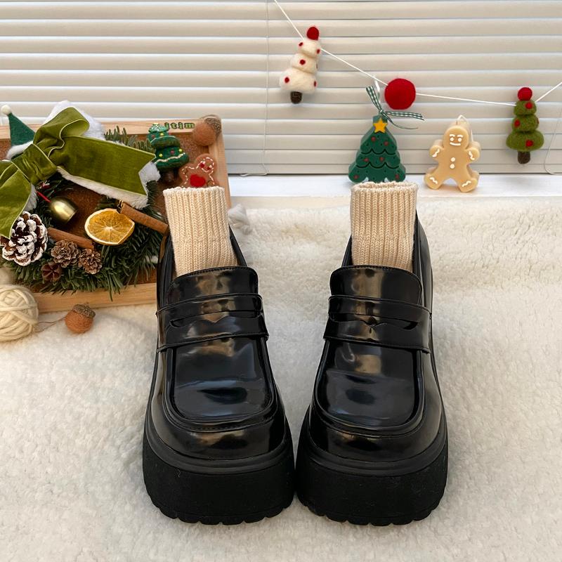 Готические туфли на высоком каблуке с толстым каблуком для женщин весна-осень лакированные кожаные туфли на платформе женские черные туфли Jk Lolita на толстом каблуке