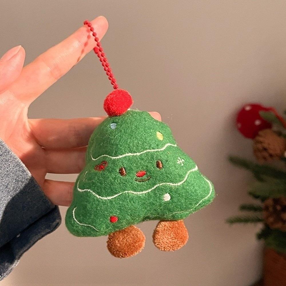 Hanging Ornaments Christmas Keychain Tree Stuffed Animal Plush Santa Keychain Tree Decoration