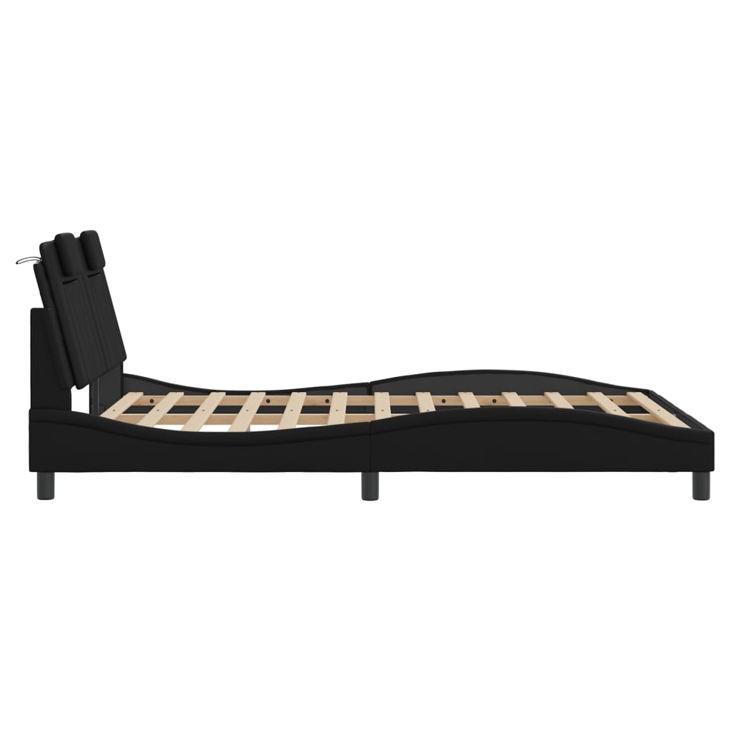 Viana Bed Frame with LED Lighting without Mattress Black 140x200 cm