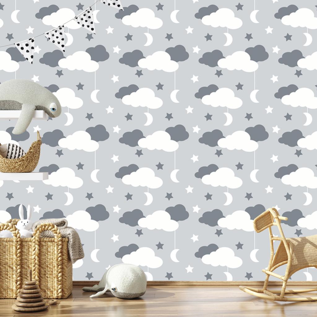 Stars, Clouds and Moons Wallpaper for Living Room and Bedroom 50x1000