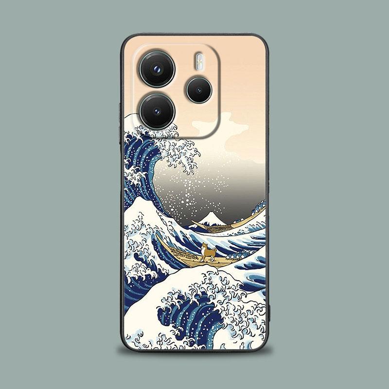 Чехол для телефона для Xiaomi Redmi 15C 14C 12C 13C 4G Redmi Note 15 14 13 12 11 10 Pro Plus 5G Cover Японская культура Волна Дракон Аниме