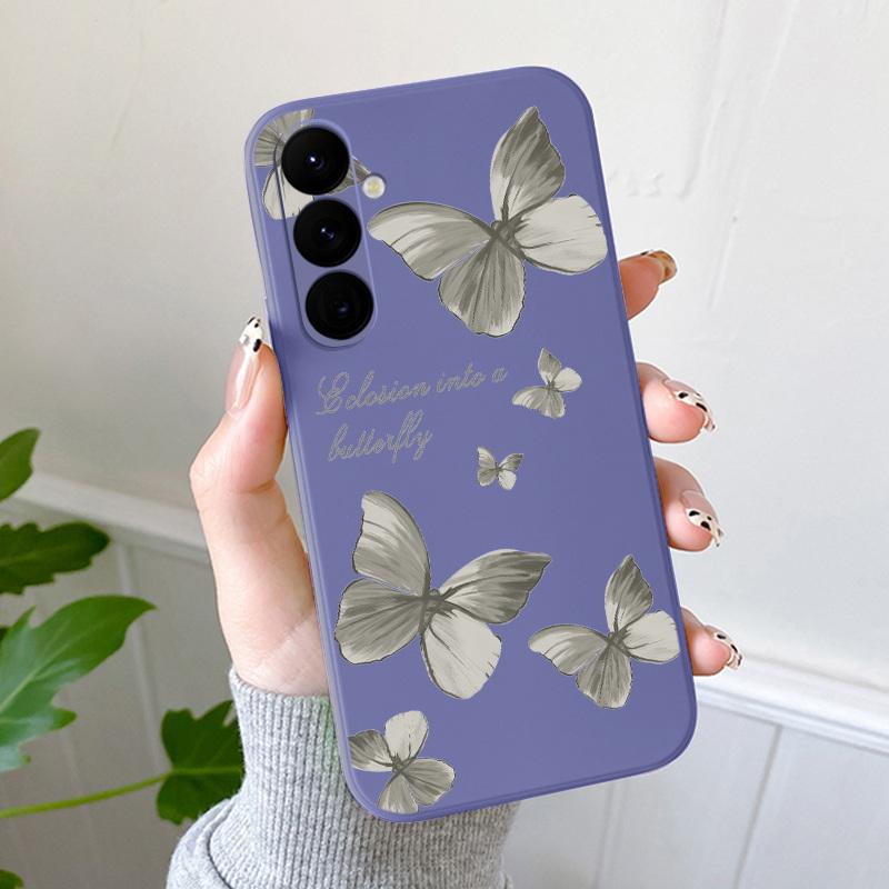 Мягкая задняя крышка из ТПУ с роскошными бабочками для iPhone/Samsung/Xiaomi Redmi Series со шнурком, противоударный чехол «все включено»