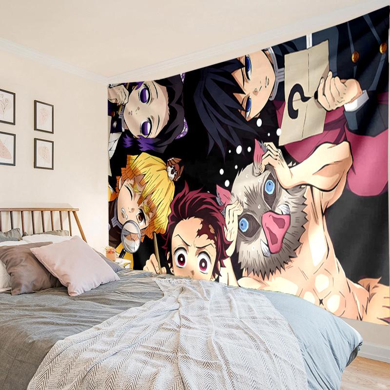 Demon Anime Group Tapestry, Unique Design Tapestry, Wall Decor for Bedroom,Livingroom, Playroom,Heartwarming Fan Holiday Gifts