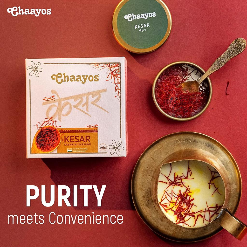 Chaayos Kashmiri Saffron (1g) - Pure A++ Grade Kesar