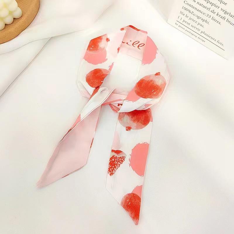 Маленький белый и нежно-зеленый шелковый шарф для женщин, тонкая лента, повязка на голову, резинка для волос, украшение для сумки, длинный