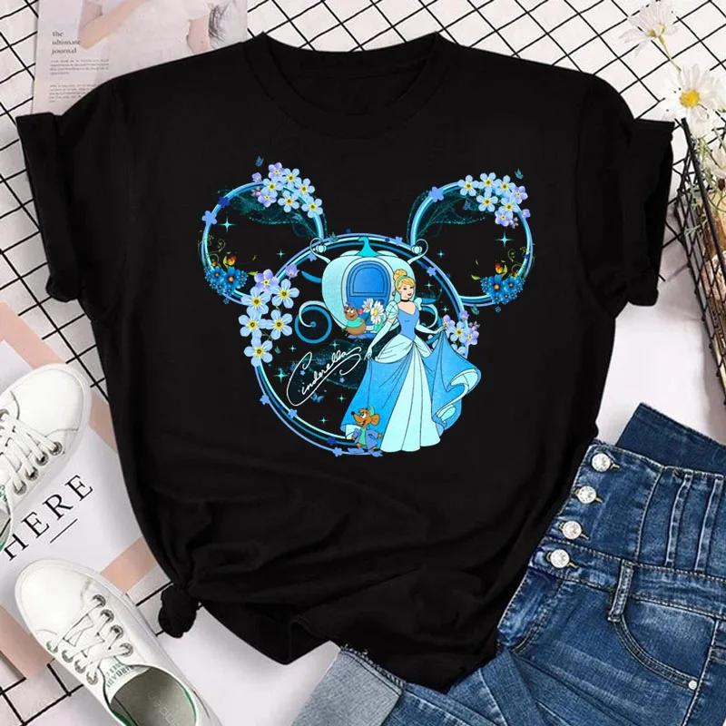 Женская футболка с принтом принцессы Мулан Disney Микки Повседневная модная футболка с коротким рукавом Женская уличная одежда Футболка Одежда Y2k Топы
